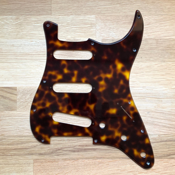 S-style Guitar Pickguard SSS - Orange/Brown flake Solid Italian Tortoise [#N1A029P]